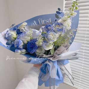 20 pièces/lot Papier d'emballage pour bouquet en papier kraft imperméable imprimé avec des lettres d'amour de couleur unie, pour les fournitures de fleuristes - Product Image 4