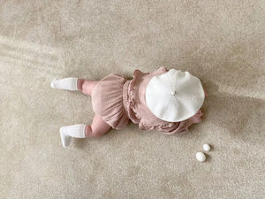 HANOU vestiti per neonate bimbe in cotone biologico con colletto arruffato a maniche lunghe Top + pantaloni di pane abbigliamento Casual coreano - Product Image 4