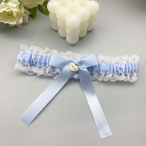 Nouvelle <span class=keywords><strong>Jarretière</strong></span> de Mariée en Dentelle Élastique Bleu Clair Style Européen et Américain pour Femme - Product Image 1