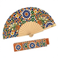 Éventail pliant en bois imprimé sur mesure, motif géométrique islamique arabesque, souvenir d'art du Moyen-Orient pour événement ou cadeau