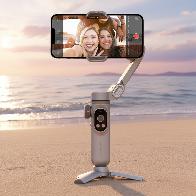 AOCHUAN X Pro 3-axis Phone Handheld Gimbal Foldable Auto Face Tracking Anti-Shake 5.0 LED Screen Gimbal Stabilizer