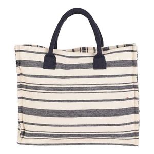 Eco Friendly Canvas <b>Reusable</b> Tote Shopping <b>Bags</b> with Customized Stripe Printing with Webbing Padded Handle - Product Image 1