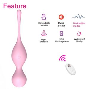 Boules de Kegel vibrantes télécommandées sans fil Vibrateur en silicone pour la stimulation du point G et du clitoris pour l'entraînement du plancher pelvien des femmes - Product Image 6