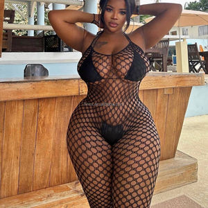 ชุดชั้นในสตรีผ้าซาตินแบบไม่มีเป้าตาข่ายจับปลาแบบกลวงสุดเซ็กซี่ดีไซน์หน้าอกแบบเปิดได้ - Product Image 1