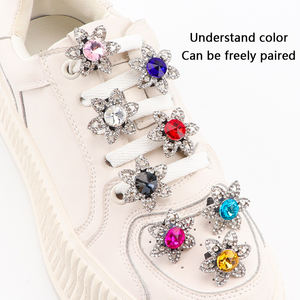 Décorations de lacets de chaussures Vintage de luxe breloques de chaussures en strass brillant avec clips de lacets en métal pour baskets à faux bijoux - Product Image 2