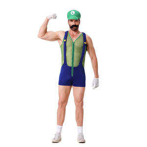 Costume de cosplay d'anime pour adultes avec chapeau, sexy, rouge et bleu, pour <span class=keywords><strong>homme</strong></span>, super plombier, ensemble fantaisie pour fête de carnaval - Product Image 3