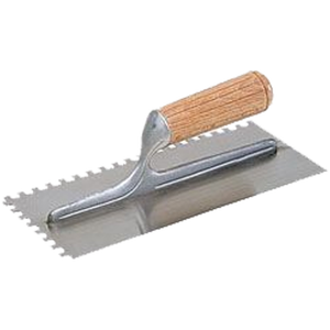 Truelle crantée avec manche en bois 28x12 dents de Cm-7x7 mm truelle de ciment de maçonnerie de qualité lame en acier inoxydable - Product Image 1