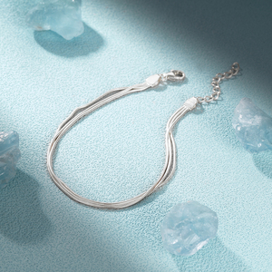 Bracelets en argent S925 CANNER, chaîne serpent multicouche, design simple, triple chaîne, bracelet réglable, bijoux pour femmes, or 18 carats - Product Image 3