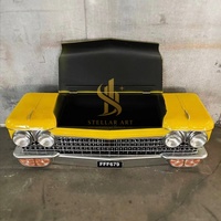 Boîte de rangement murale créative en métal pour voiture avec lumière LED, sculpture avant vintage Cadillac pour décoration sur le thème industriel