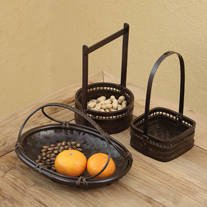Handmade <b>Bamboo</b> Lacquer <b>Basket</b> Set Rectangle Storage For Tea Ceremony Snack Plate Living Room Use - Product Image 2