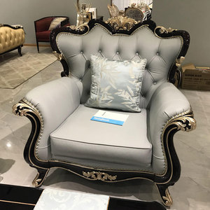 Ghế sofa cổ điển Châu Âu ghế sofa cổ điển lớp đầu tiên của da bò mới cổ điển phòng khách gỗ rắn chạm khắc pháp đồ nội thất - Product Image 4