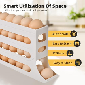 Hot Selling Large Capacity Egg Holder for <b>Refrigerator</b> Multi-layer Egg Storage Box Self-rolling Egg Storage <b>Container</b> - Product Image 4