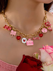 San valentino <span class=keywords><strong>romantico</strong></span> collana cuore smaltato amore XOXO Charm <span class=keywords><strong>coppia</strong></span> <span class=keywords><strong>regalo</strong></span> <span class=keywords><strong>per</strong></span> la moglie donna tipo gioielli - Product Image 2