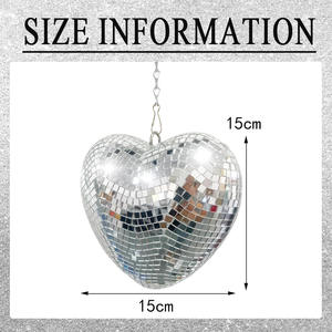 كرة ديسكو مرآة على شكل قلب الخوخ مع سلسلة ديكور جو عاكس لعيد الميلاد وحفلات عيد الحب قلادة عيد الميلاد - Product Image 5