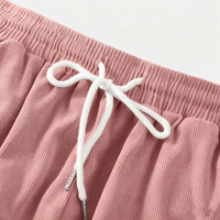 Shorts de plage trois-quarts pour homme en velours côtelé vintage à carreaux brodés en polyester, élastiques, respirants, écologiques et coupe-vent
