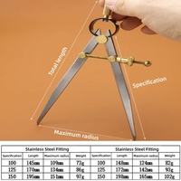 Jauge d'espacement en cuir, raccords en laiton, distance réglable, outil de menuiserie circulaire, diviseur, traceur de ligne de bord, outil de bricolage