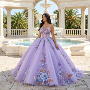 ชุดเดรสงาน Quinceanera ลายดอกไม้สีม่วงไลแลค คอทรงเรือ สำหรับสาววัย 15 ปี รุ่นยอดนิยม 1546 - Product Image 1