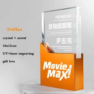Fashion Step Metal Base Crystal <strong>Plaque</strong>, Custom Full Color <strong>Image</strong> Printing Authorization Honor Certificate - Product Image 5