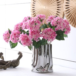 Hydrangea artificielle en soie, couleur quatre saisons, style américain, imprimé en 3D, décoration de mariage, anti-UV, décoration extérieure, décoration intérieure, 5 têtes - Product Image 4