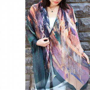Pañuelo de Algodón Modal con Logotipo Personalizado, Estampado Tie-Dye Ombré, Chal Cuadrado para Primavera/Otoño, Venta al Por Mayor Directa de Fábrica - Product Image 1