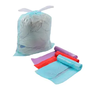 Compostable Eco Friendly Garbage Trash Bags Plastic Clear Biodegradable Pla Drawstring Garbage Bag On Roll With Draw Tape