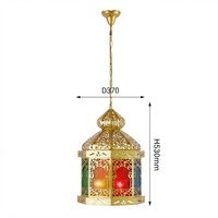 Lanterne suspendue carrée marocaine en fer forgé et verre teinté, style vintage islamique ajouré, luminaire de plafond coloré à LED