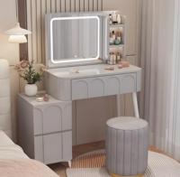 Nouvelle coiffeuse intégrée minimaliste moderne de luxe léger 2025 avec miroir éclairé réglable pour chambre à coucher