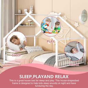Lits <span class=keywords><strong>de</strong></span> maison pour enfants, cadre <span class=keywords><strong>de</strong></span> <span class=keywords><strong>lit</strong></span> double en bois avec tête <span class=keywords><strong>de</strong></span> <span class=keywords><strong>lit</strong></span> et <span class=keywords><strong>pied</strong></span> <span class=keywords><strong>de</strong></span> <span class=keywords><strong>lit</strong></span> pour enfants garçons filles adolescents (blanc) - Product Image 4