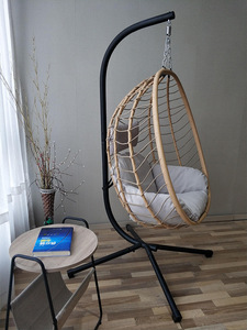 Patio Swing Porch Balcony Outdoor Hanging Rattan Double <strong>Egg</strong> Garden Patio Swing Hanging <strong>Chair</strong> <strong>Out</strong> <strong>Door</strong> Indoor with Stand Parasol - Product Image 6