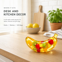 Jouet anti-stress souple en forme de banane transparente, rempli de cubes de fruits, jouet à presser en TPR doux pour soulager le stress