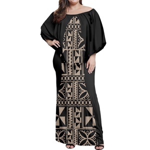 Mujeres Polynesian Tribal Tapa Ropa elegante Un hombro Vestido de manga acampanada Paquete Falda de cadera Vestido de talla grande Maxi - Product Image 4