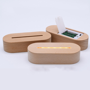 Không dây LED Đèn đứng hình bầu dục sồi ánh sáng ban đêm cơ sở bảng đèn gỗ rắn giữ đèn Acrylic ấm đêm Đèn trang trí nội thất - Product Image 5