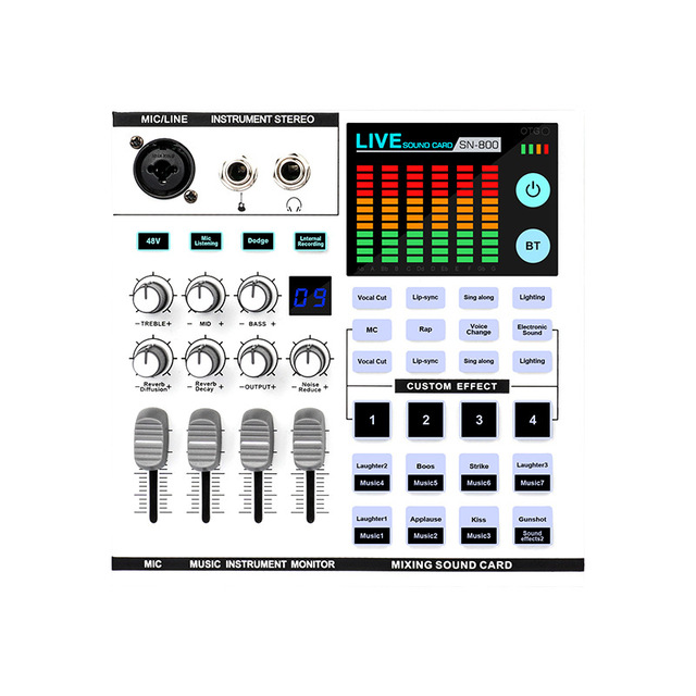 RGB Sound Card Audio Mixer Sound Card Home Studio Kit 48V Podcast External Interface Sound Card Interfaz De Audio Profesional