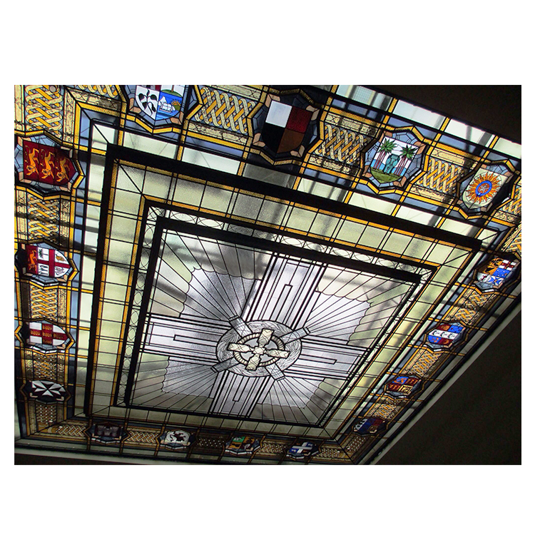 Витражное стекло leadlight skylight в верхней части атриума от производителя с индивидуальным рисунком, окрашенное вручную, стильное стекло в стиле арт-деко