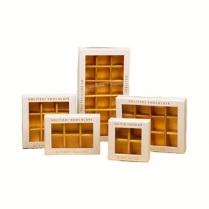 กล่องกระดาษสีทองสำหรับใส่ช็อคโกแลตเก้าช่องกล่องบรรจุสิบสองช่องกล่องของขวัญกระดาษสำหรับขนมปังเค้กทำตามสั่งพร้อมถาดใส่อาหารเกรดทอง - Product Image 2