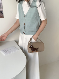 Bolso de Mano Mini Cilíndrico Estilo Coreano 2026, Nuevo Bolso Bandolera Minimalista con Patrón de Lichi, Diseño Exclusivo, Bolso Portátil para Mujer - Product Image 2