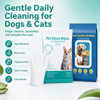 Gants de toilettage jetables écologiques pour animaux de compagnie, sans rinçage, pour le bain des chiens et des chats, nettoyage en profondeur, désodorisant, massage
