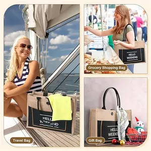 Borsa Tote in lino con Logo stampato personalizzato sublimazione Tote Shopping Bag borsa in juta ecologica per donna