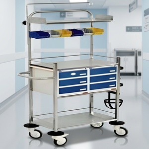 Crash Cart <b>Trolley</b> for Hospitals ABS Body with Multiple Drawers 4-Wheel Easy Clean - Product Image 4