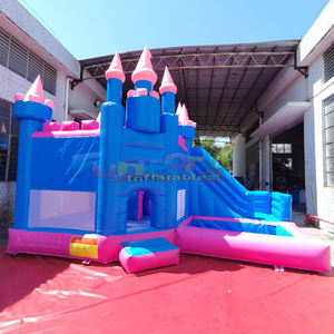 Château gonflable commercial double piste de qualité supérieure avec toboggan et piscine - Product Image 2