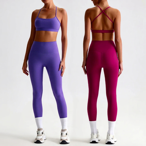 Ropa de Yoga para Mujer en Oferta, Ropa Deportiva de Alta Calidad, Pantalones Deportivos de Cintura Media, Conjunto de Yoga y Sujetador Deportivo Reversible, Tallas Grandes - Product Image 1