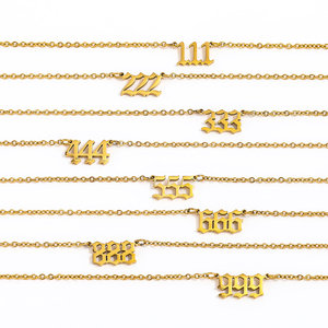 <span class=keywords><strong>Collana</strong></span> Delicata di Alta Qualità con Numero Angelico Gotico Lucido 111-999 in Acciaio Inossidabile Placcato Oro 18k PVD, Gioiello di Tendenza Antiannerimento - Product Image 6