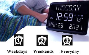 Dễ Dàng Thao Tác Đầy Đủ Thông Tin Thiết Kế Thanh Lịch Đồng Hồ Lịch Kỹ Thuật Số Lớn 11.5 Inch Với Thời Gian, Ngày Tháng, Ngày Trong Tuần - Product Image 6