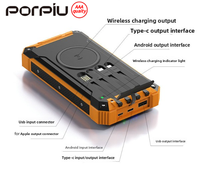 Banque d'alimentation solaire 15W, charge rapide sans fil, haute capacité 20000mAh, batterie Li-Polymère, écran LED, sortie Type-C, Ultra Micro USB