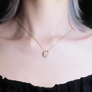 أحجار كريمة تيانيو قلادة مزدوجة الطبقة 18 قيراط من الذهب الخالص مليئة بالذهب الإسترليني Vvs قلادة ماسية من الفضة المويسانيتي للنساء - Product Image 1