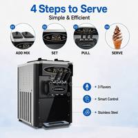Nouvelle machine à glace molle commerciale 3 saveurs 25-28L/H de comptoir en acier inoxydable 304 2000W avec écran LED pour commerces