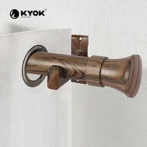 KYOK Modern Metal Wood-Texture Curtain Rod Heavy-Load 25kg Smooth <b>Pulley</b> for Thick Blackout Curtains Office Kitchen Living Room - Product Image 1