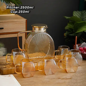 Ensemble de pichets en <span class=keywords><strong>verre</strong></span> 6 pièces tasse à boire eau boîte blanche gris <span class=keywords><strong>verre</strong></span> métallique de grande capacité avec cruche en <span class=keywords><strong>verre</strong></span> classique en métal - Product Image 3