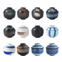 Bol à soupe japonais en céramique avec couvercle, pour sushi, boulettes, assaisonnements, œufs, desserts, soupe miso traditionnelle, couverts