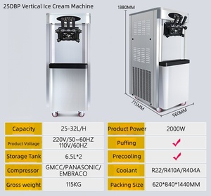Nuevo Modelo de Máquina de Helados Comercial de Sobremesa, 3 Sabores, 20L-25L/H, <span class=keywords><strong>para</strong></span> Gelato, Yogurt y Batidos - Product Image 2